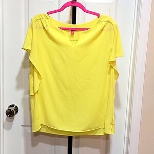 Vince Camuto Bright Yellow Flutter Sleeve Top Women's Size Large